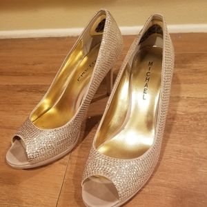 Gold peep toe heel 8.5 Michael by Michael Shannon